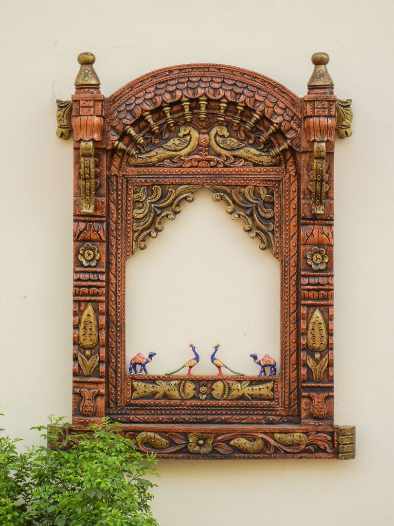 WOODEN PAINTED COPPER JHAROKHA