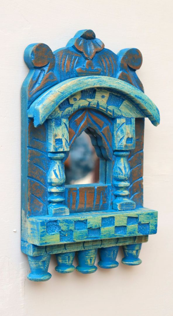 WOODEN DISTRESS JHAROKHA MIRROR