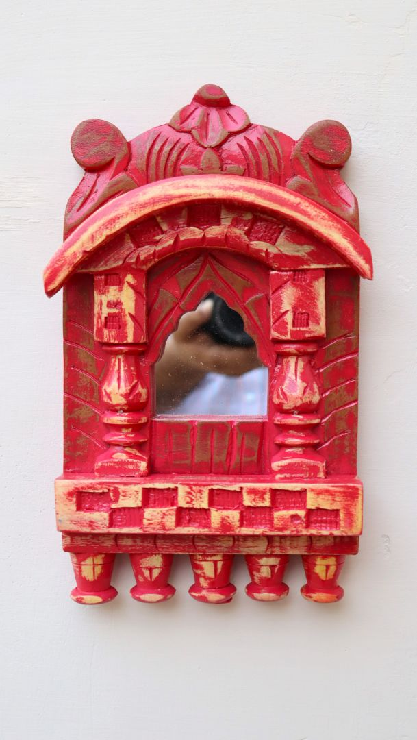 WOODEN DISTRESS JHAROKHA MIRROR