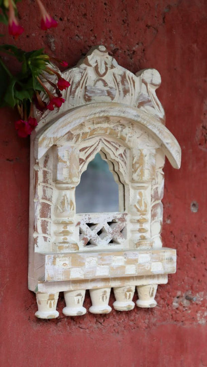 WOODEN DISTRESS JHAROKHA MIRROR