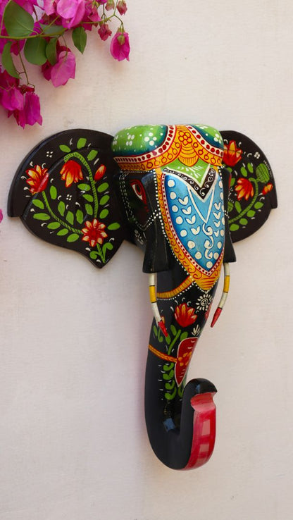 WOODEN ELEPHANT HEAD WALL HANGING