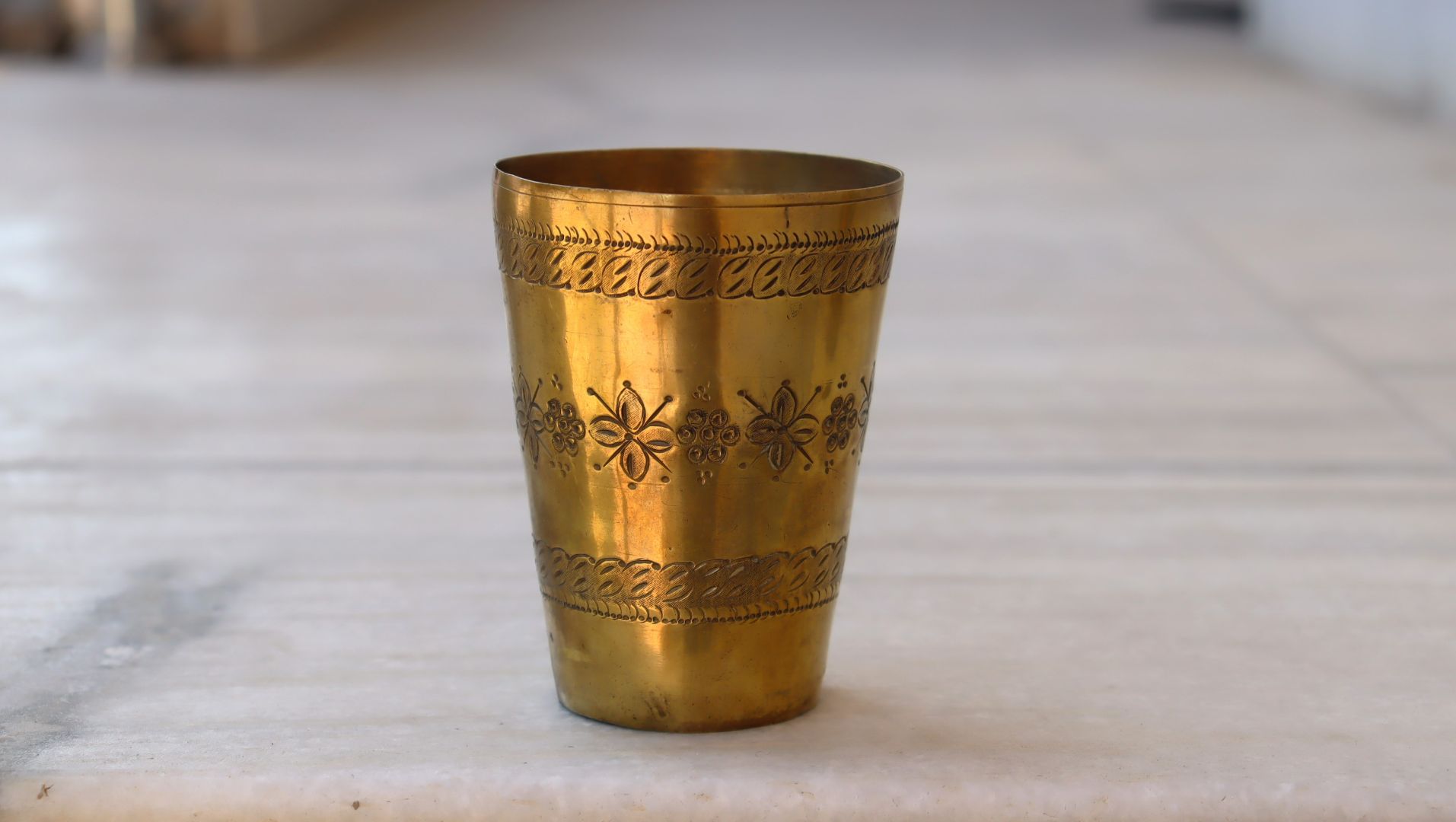 Vintage brass lassi glass