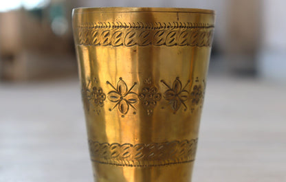 Vintage brass lassi glass