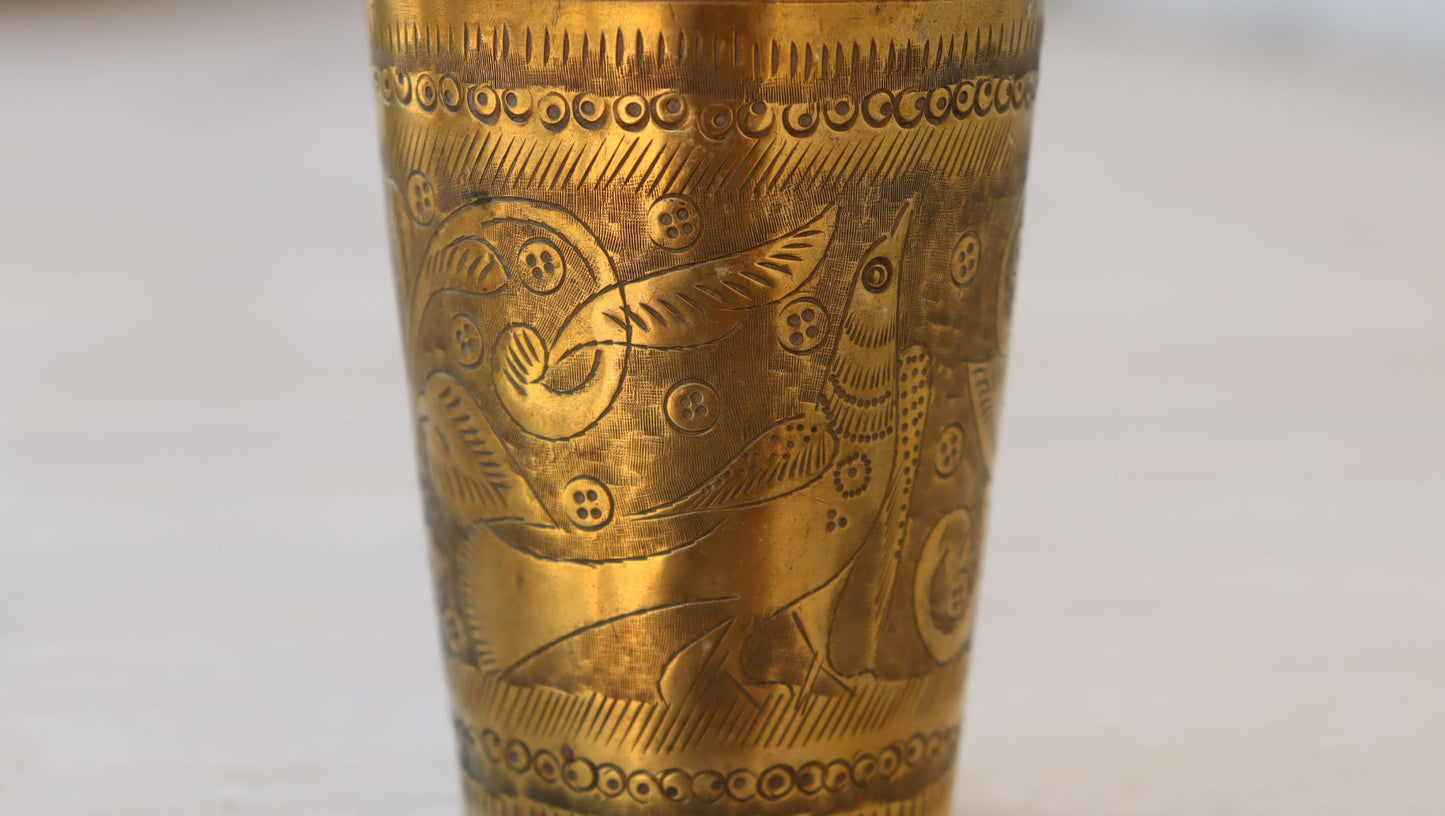 Vintage brass lassi glass