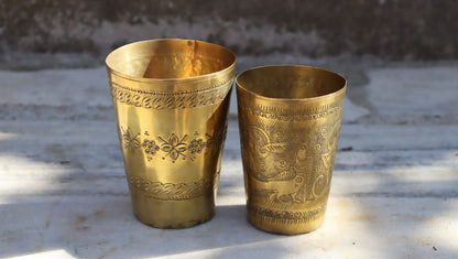 Vintage brass lassi glass