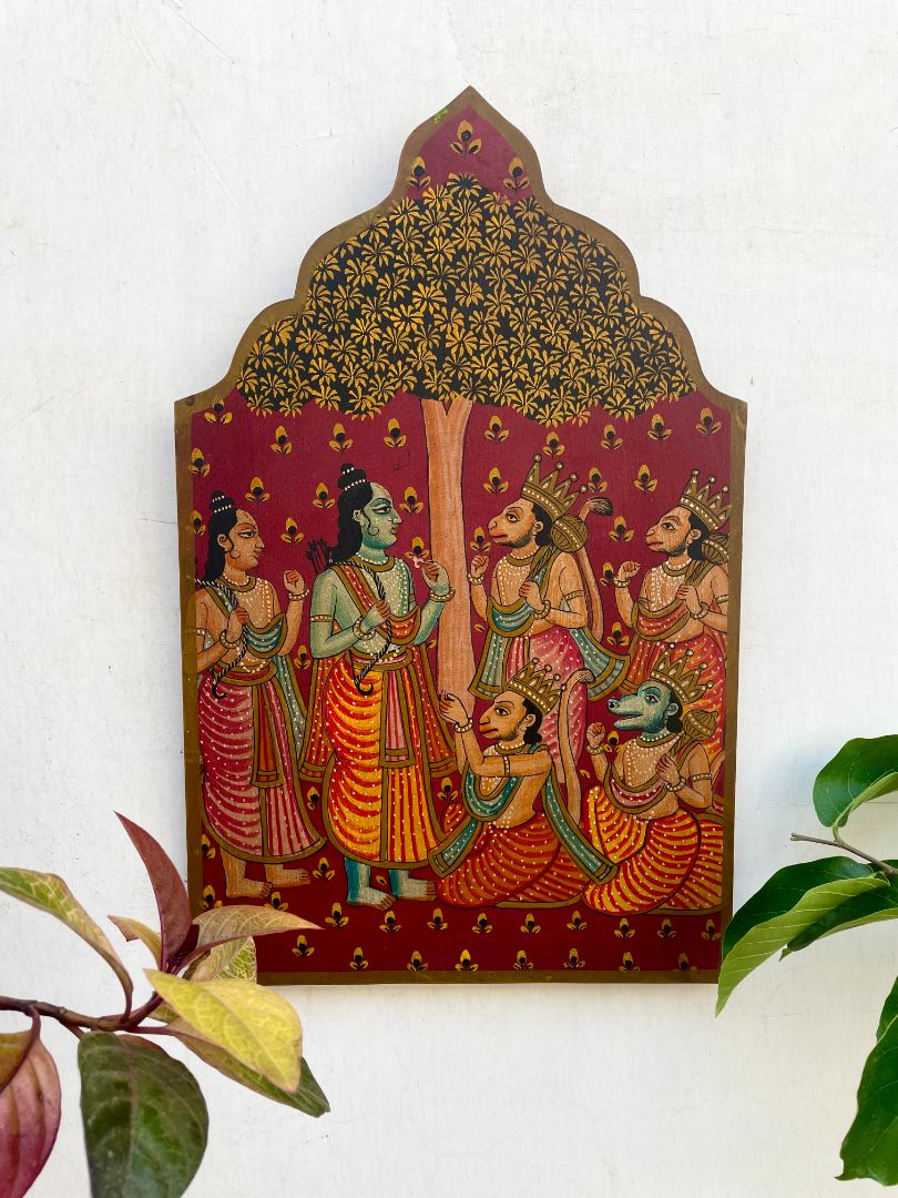 Wooden Lord Ram Painting Wall Panel