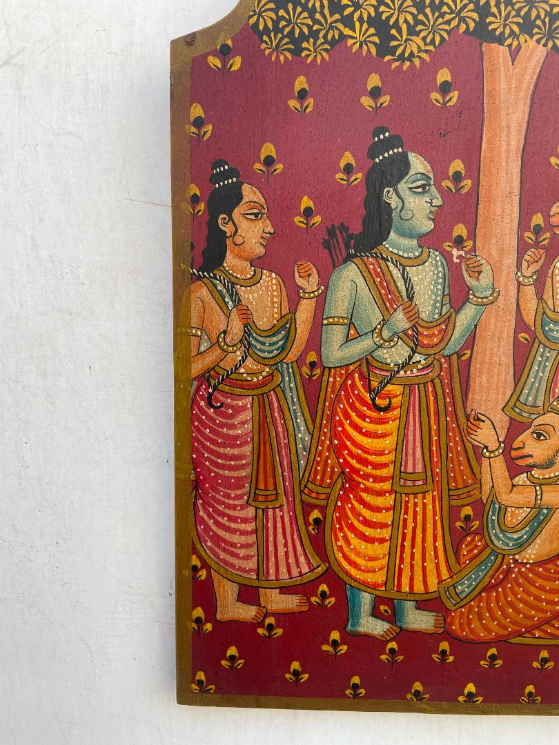 Wooden Lord Ram Painting Wall Panel