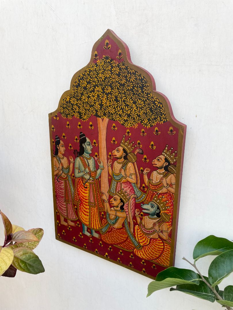 Wooden Lord Ram Painting Wall Panel