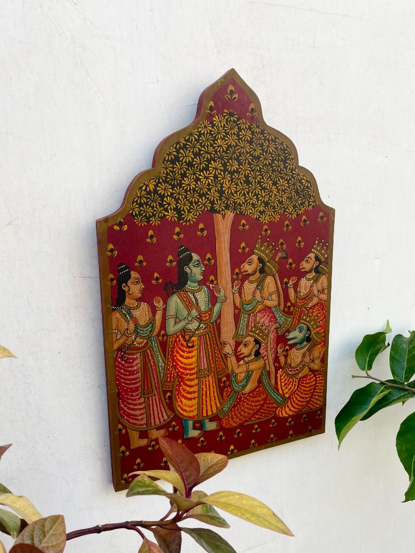 Wooden Lord Ram Painting Wall Panel