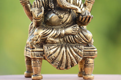 BRASS GANESHA ON CHOWKI SHOWPIECE