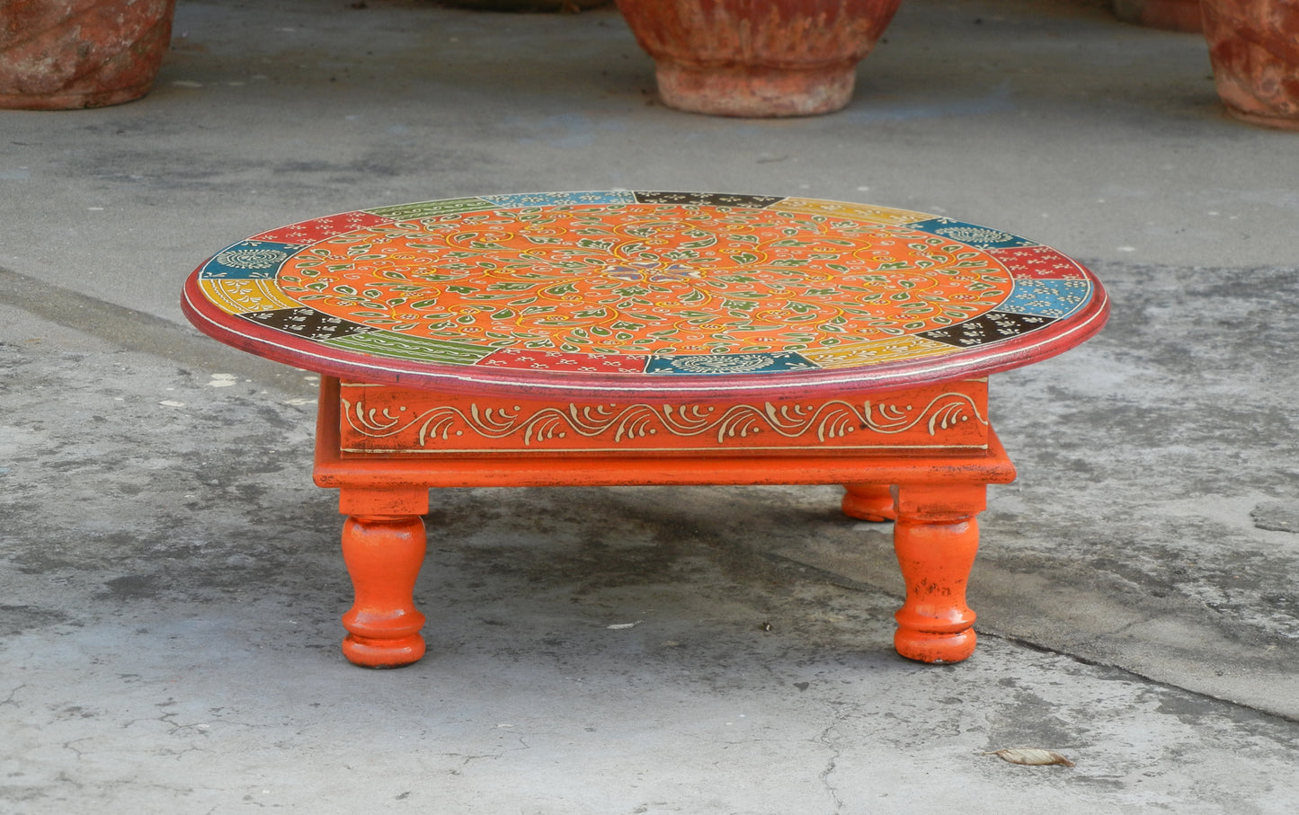 Wooden Rangoli Inspired Chowki/ Bajot