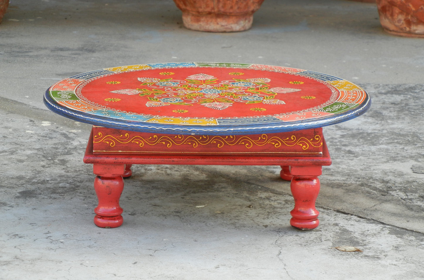 Wooden Rangoli Inspired Chowki/ Bajot