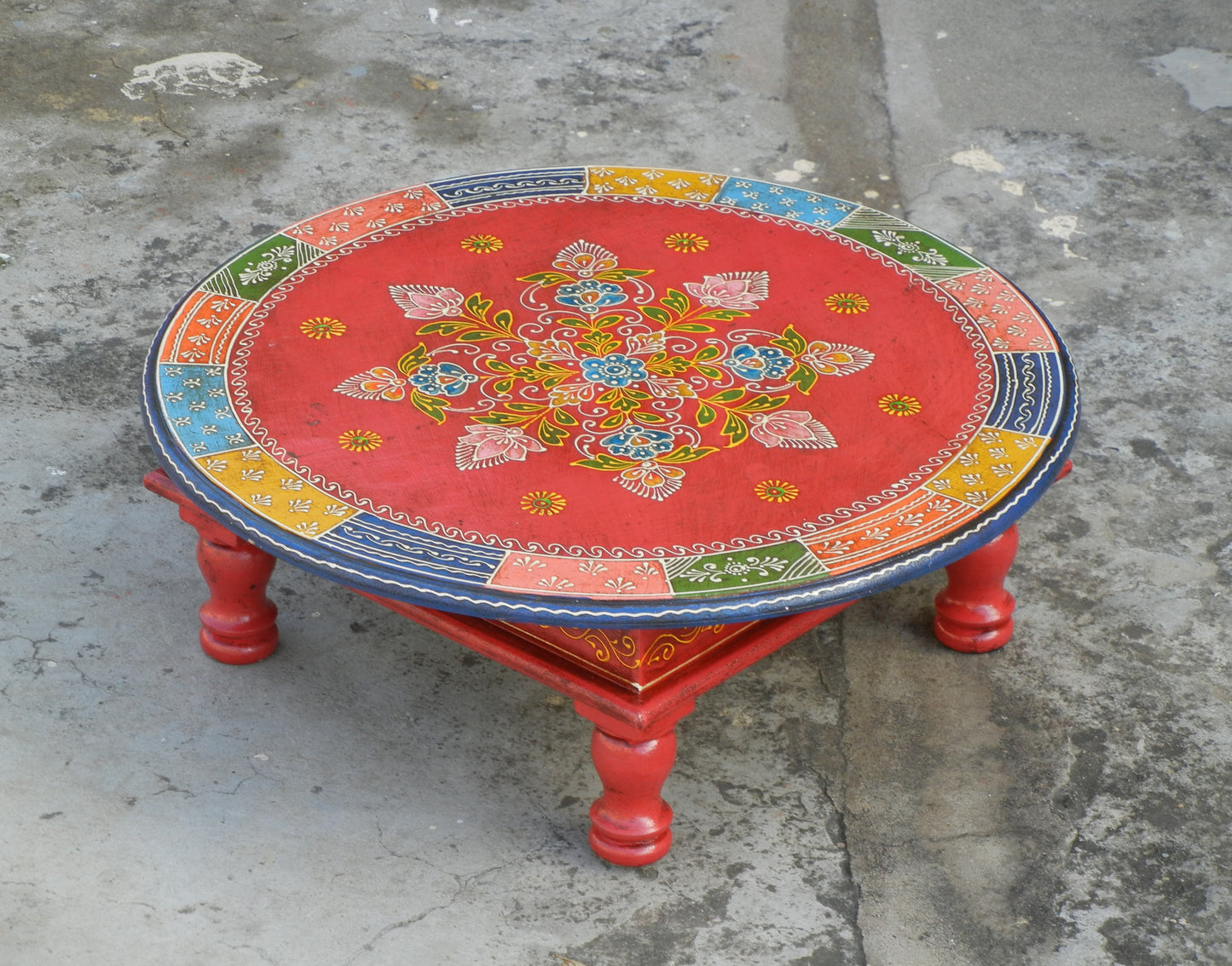 Wooden Rangoli Inspired Chowki/ Bajot