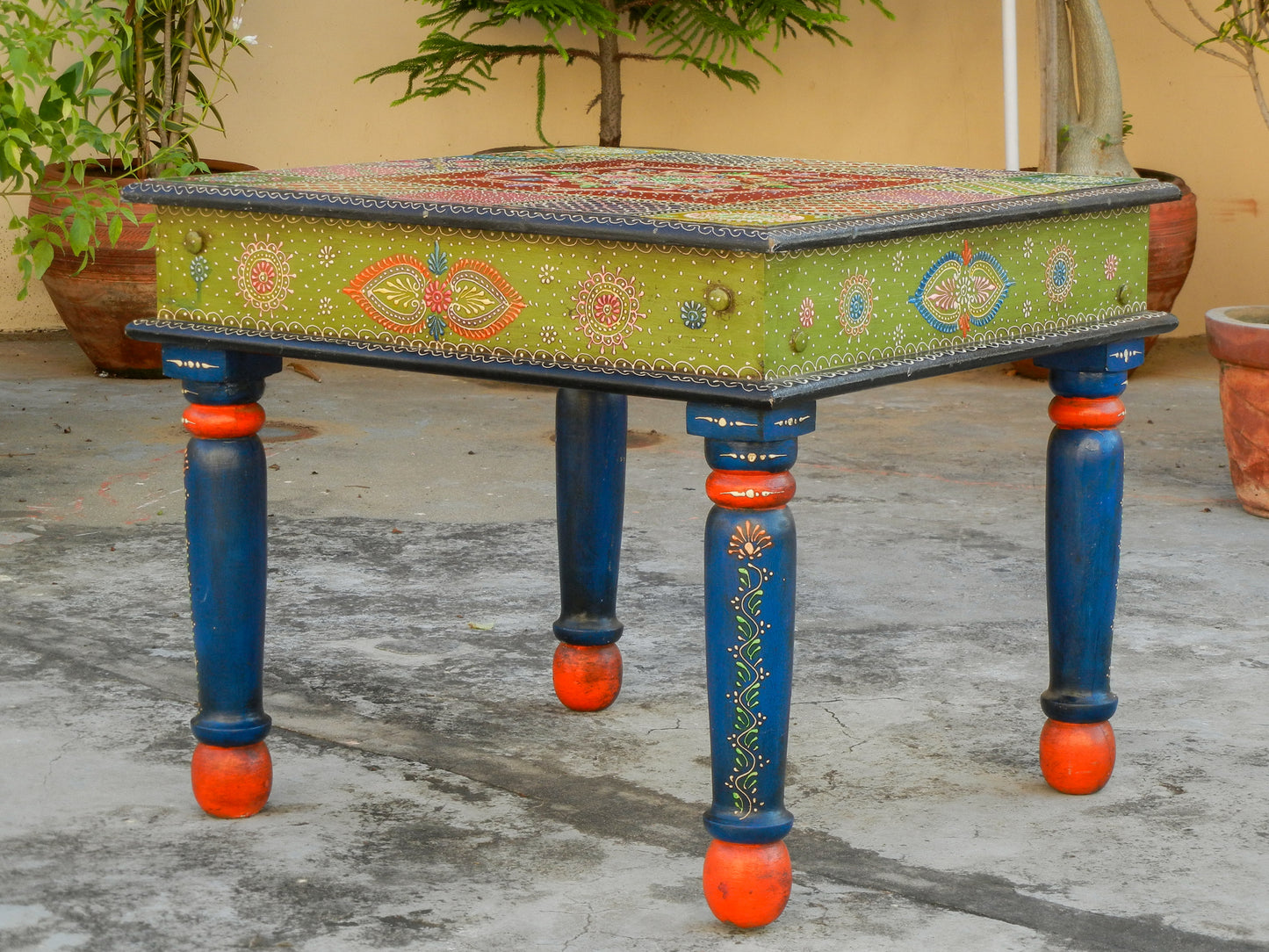 Wooden Colorful Square Table