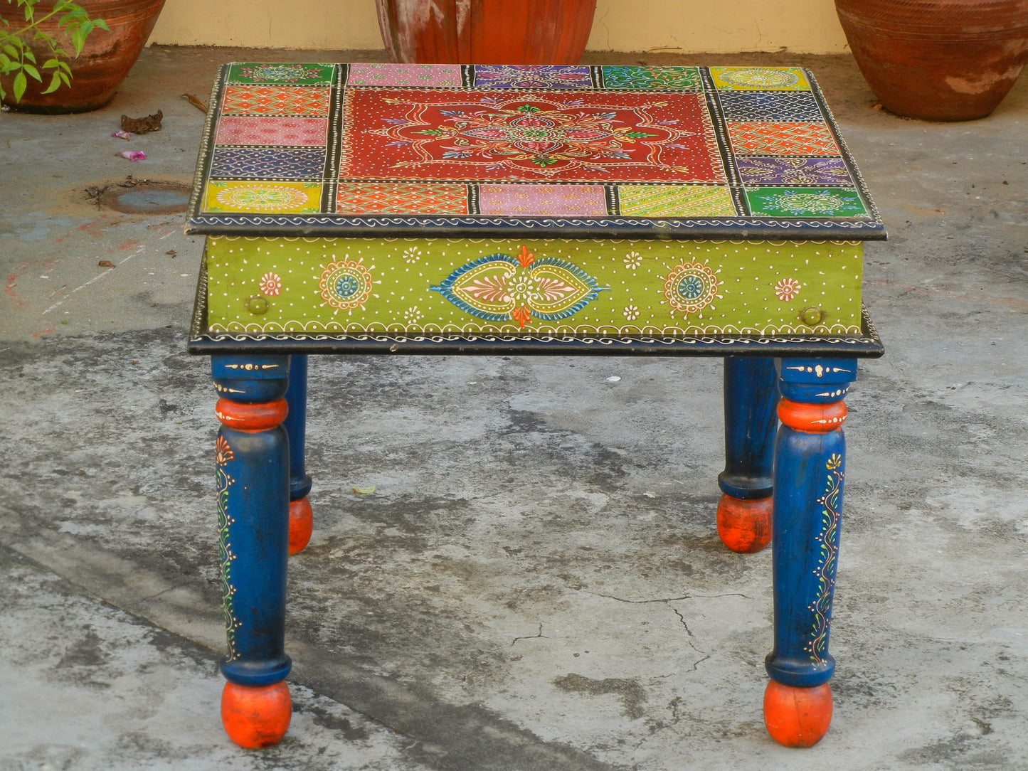 Wooden Colorful Square Table