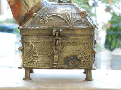 Old Vintage Brass Cow Jewellery Box, Storage Box, Collectible