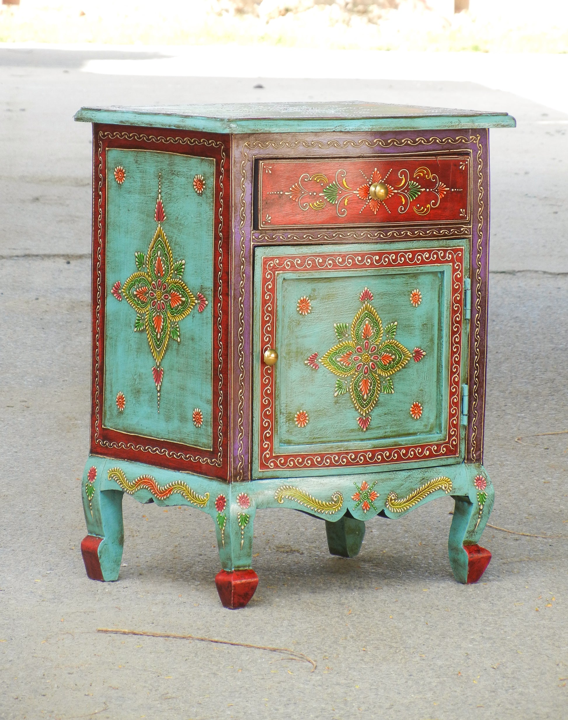 wooden painted bedside cabinet