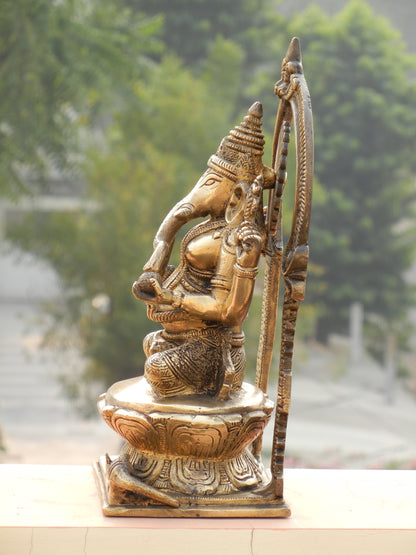 BRASS GANESHA WITH PRABHAVALI SHOWPIECE