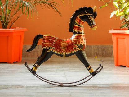 METAL ROCKING HORSE SHOWPIECE, FIGURINE