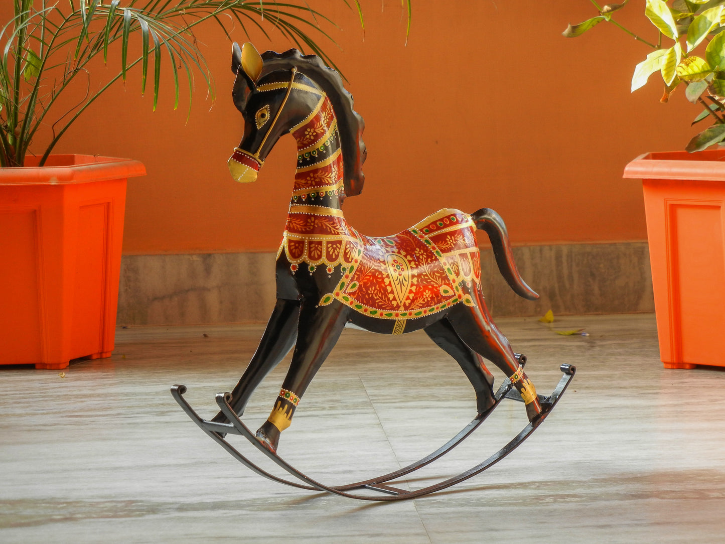 METAL ROCKING HORSE SHOWPIECE, FIGURINE