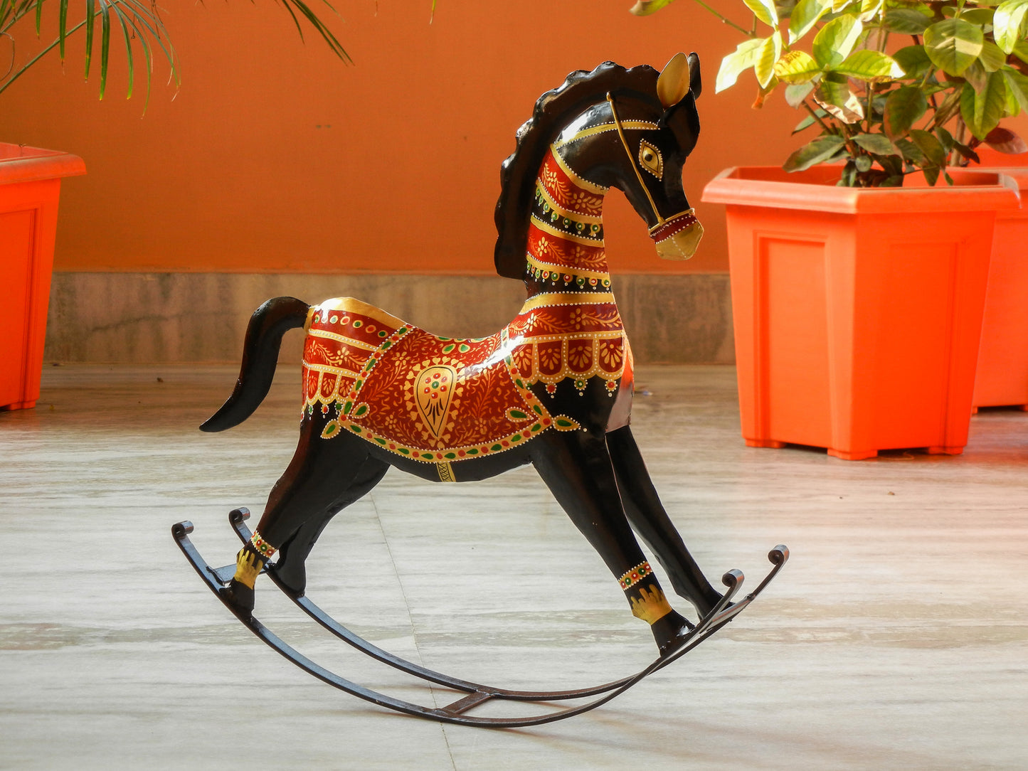 METAL ROCKING HORSE SHOWPIECE, FIGURINE