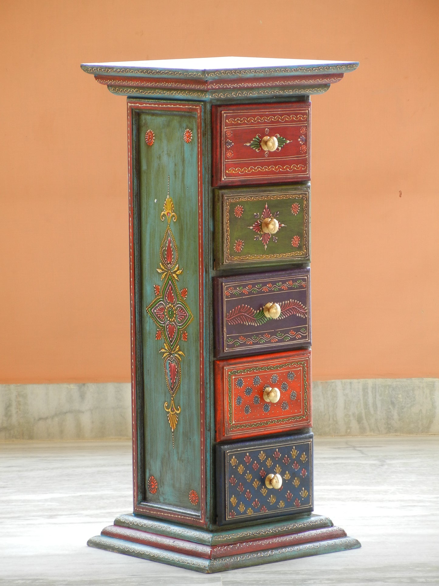 Wooden Painted Pillar Drawer