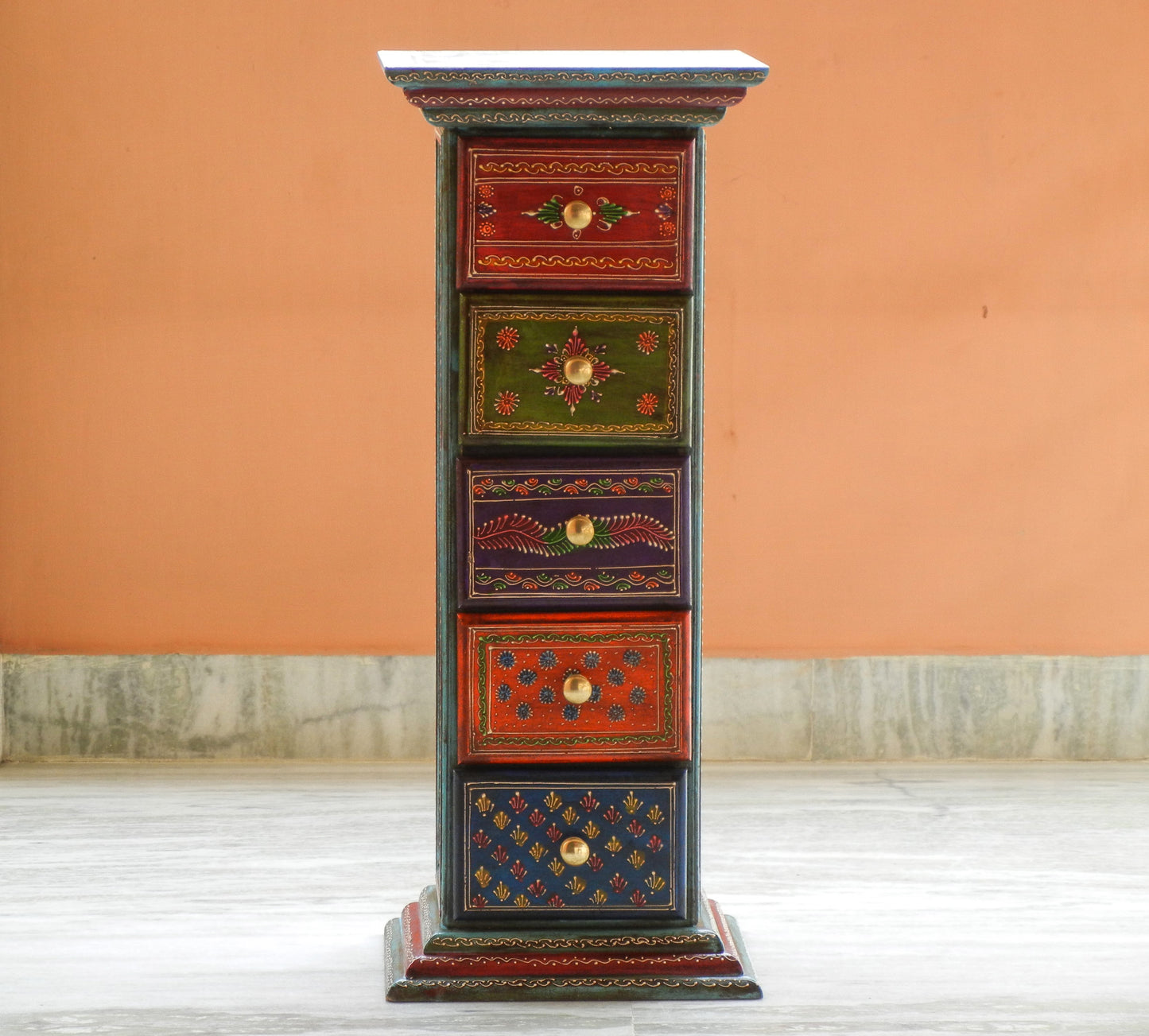 Wooden Painted Pillar Drawer