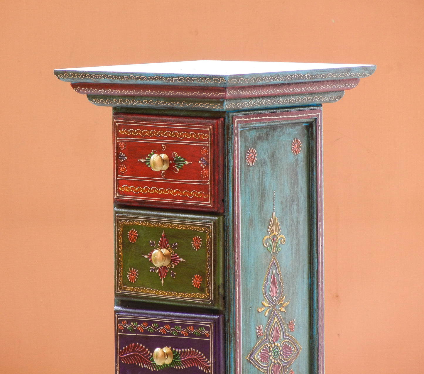 Wooden Painted Pillar Drawer