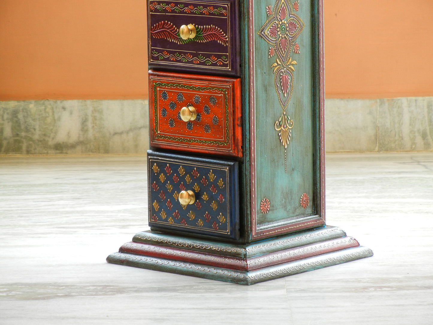 Wooden Painted Pillar Drawer