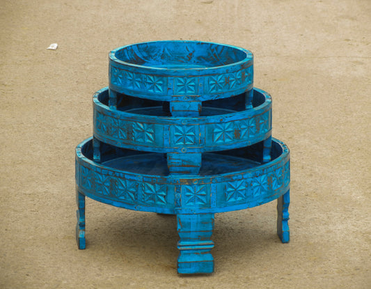 Wooden Chakki Table (Blue)