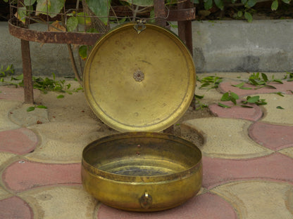 Old Vintage Brass Hand Engraved Chapati Box, Bread Box Antique