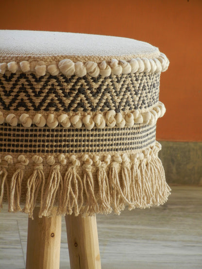 Wooden Boho Pouf