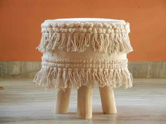 Wooden Boho Pouf