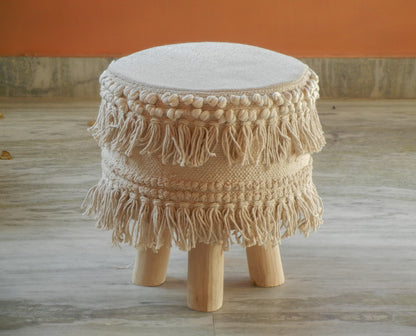 Wooden Boho Pouf