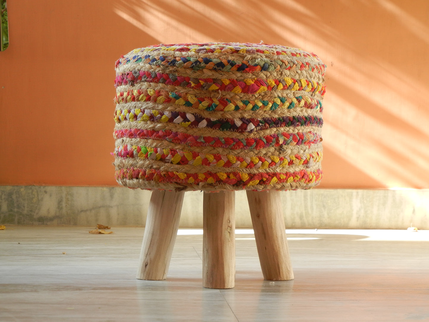 Wooden Boho Pouf