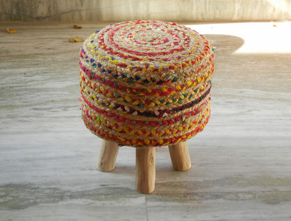 Wooden Boho Pouf