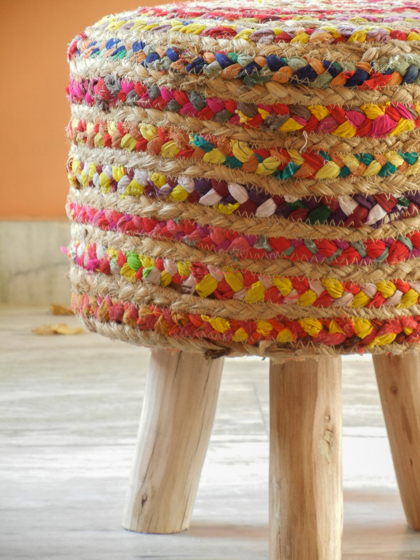 Wooden Boho Pouf