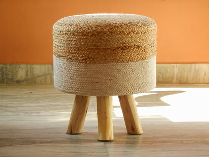 Wooden Boho Pouf