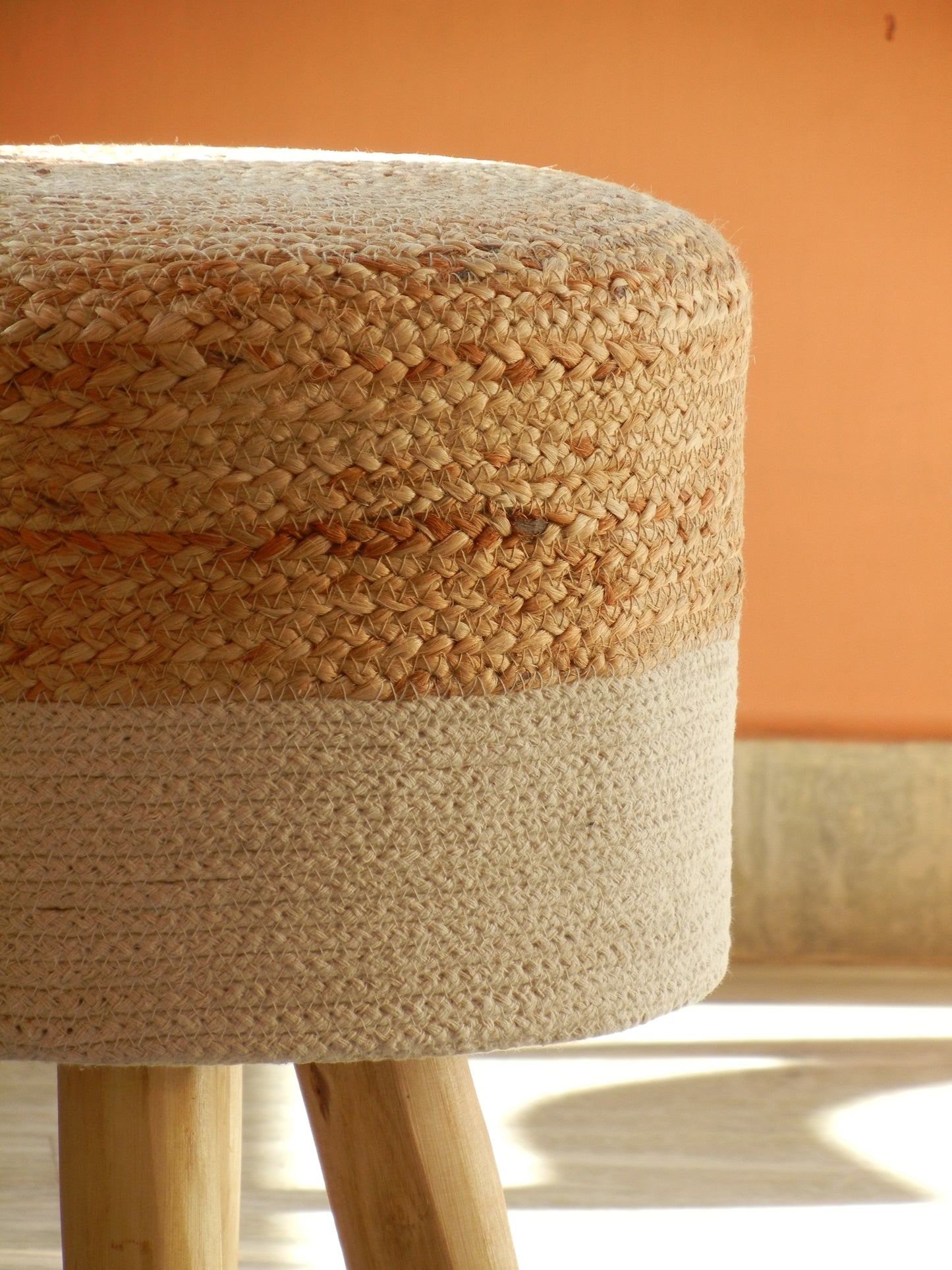 Wooden Boho Pouf