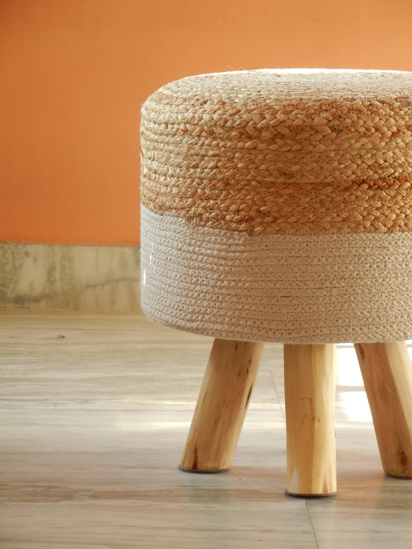 Wooden Boho Pouf