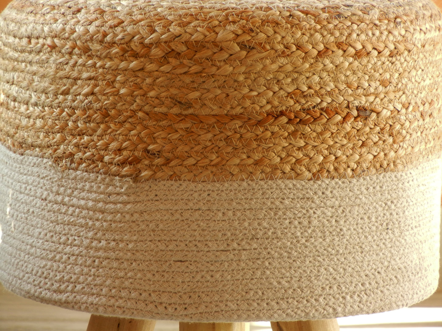 Wooden Boho Pouf