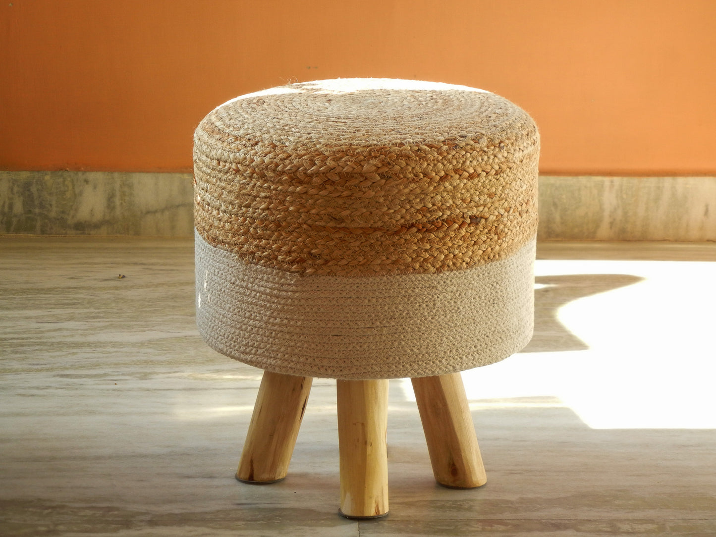 Wooden Boho Pouf