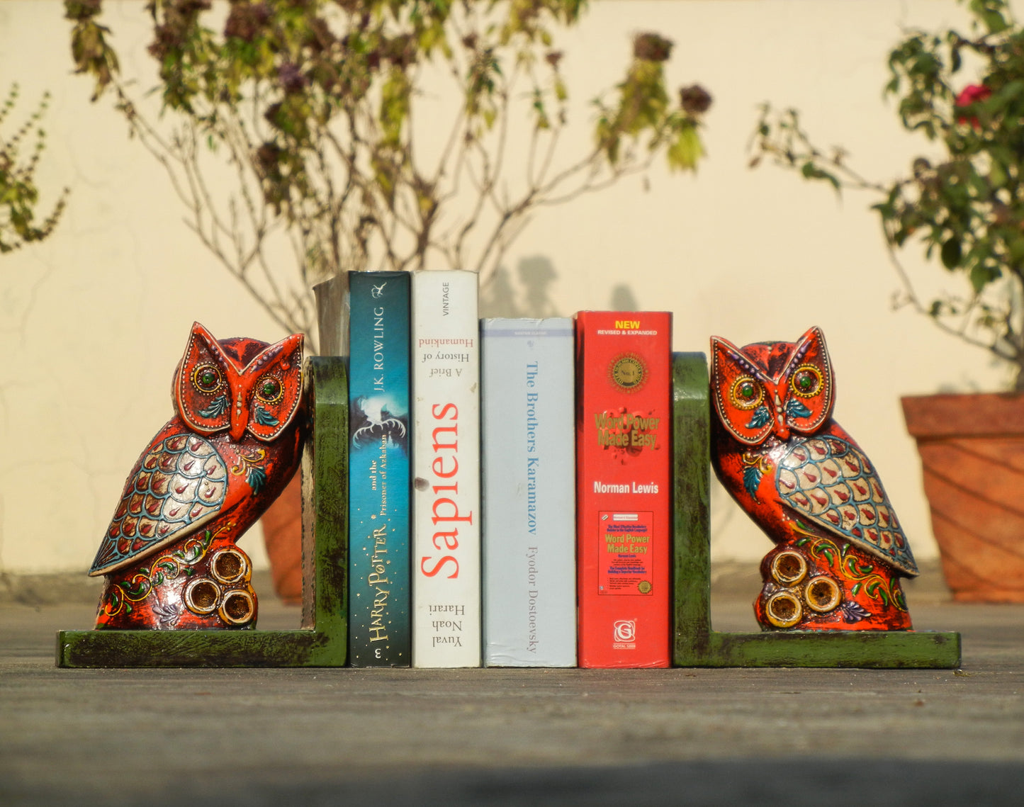 Wooden Painted Owl Bookend