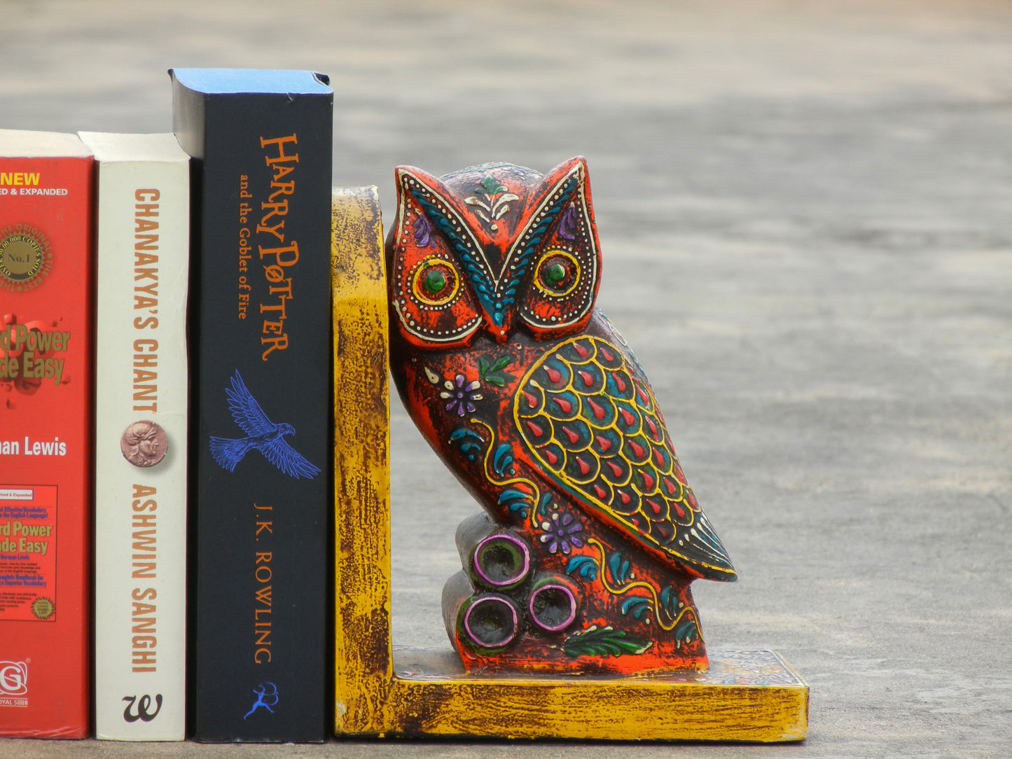 Wooden Painted Owl Bookend