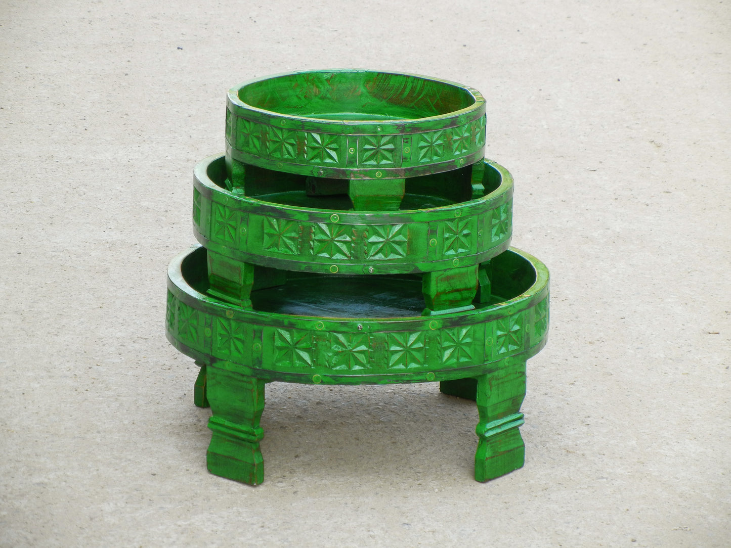 Wooden Chakki Table (Green)