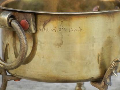 Vintage Brass Vessel With 3 Peacock or Vessel For Floating Flowers and Candles, Urli