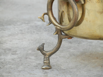 Vintage Brass Vessel With 3 Peacock or Vessel For Floating Flowers and Candles, Urli