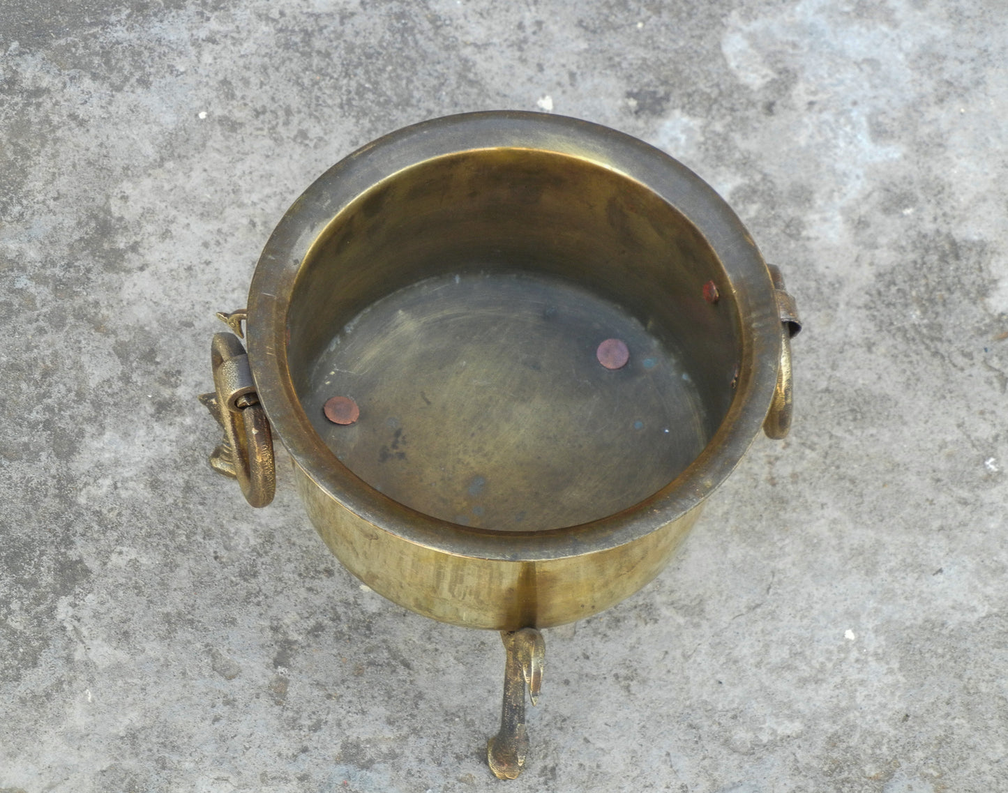 Vintage Brass Vessel With 3 Peacock or Vessel For Floating Flowers and Candles, Urli