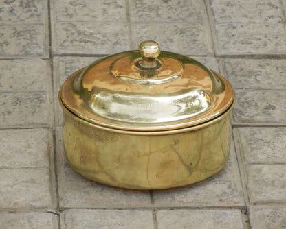 Old Vintage Brass Hand Engraved Chapati Box, Bread Box Antique