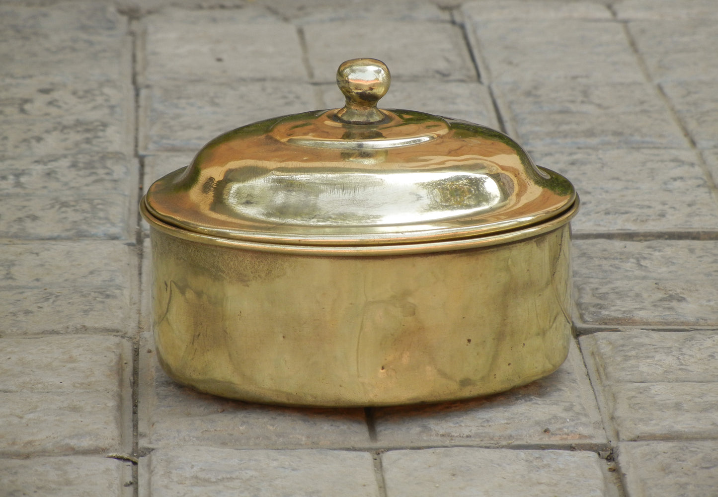 Old Vintage Brass Hand Engraved Chapati Box, Bread Box Antique